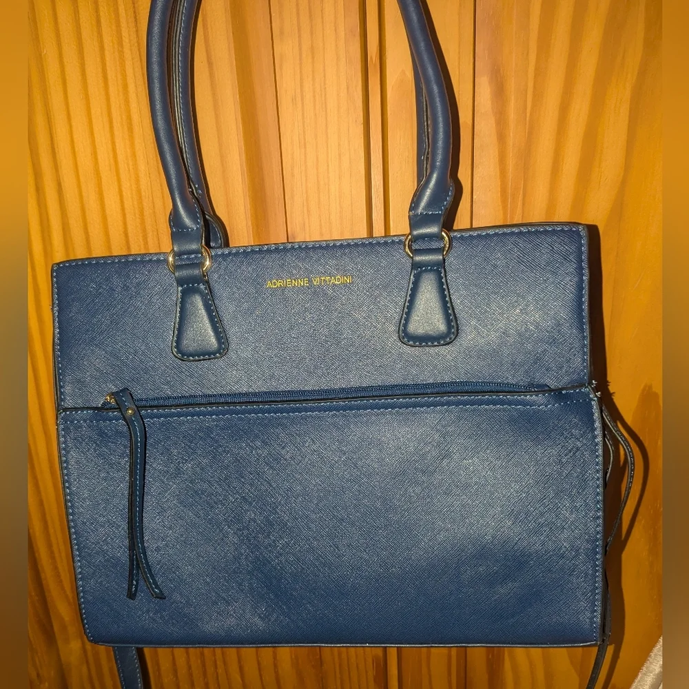 Adrienne Vittadini Faux Leather Navy Crossbody Bag Bag.